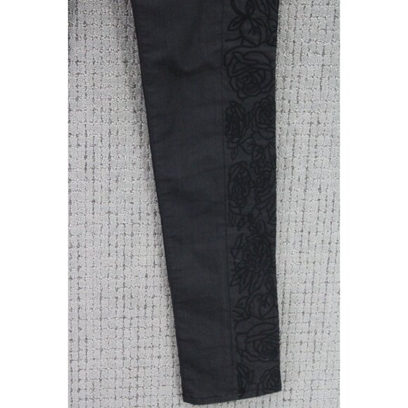 Rag & Bone Jeans Womens Size 27 Black Solid Skinny Intermix Floral Embroidered - Picture 4 of 13